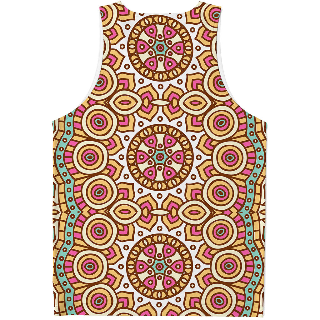 Pastel Ethnic Mandala Print Men's Tank Top
