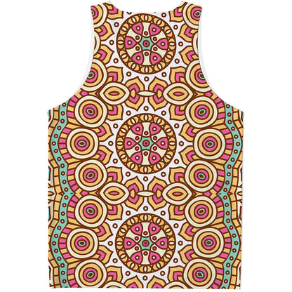 Pastel Ethnic Mandala Print Men's Tank Top