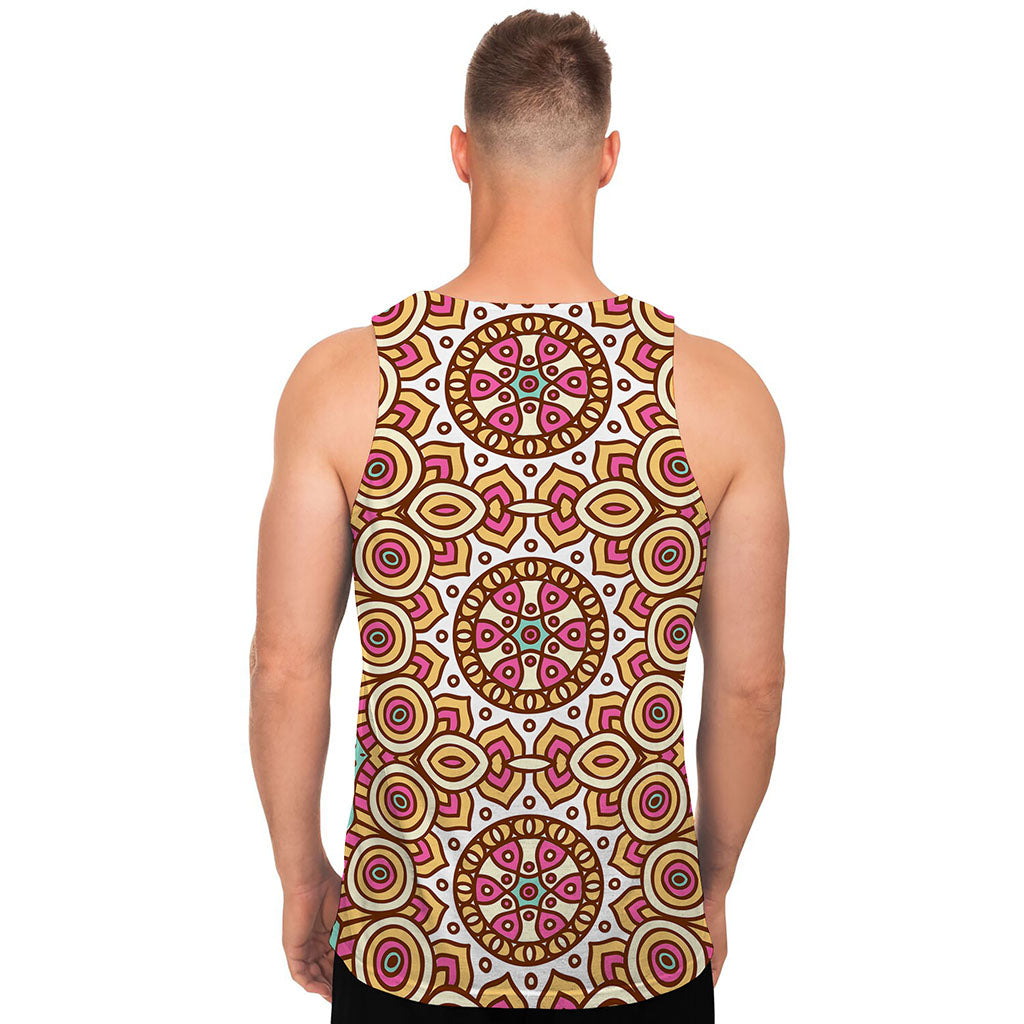 Pastel Ethnic Mandala Print Men's Tank Top