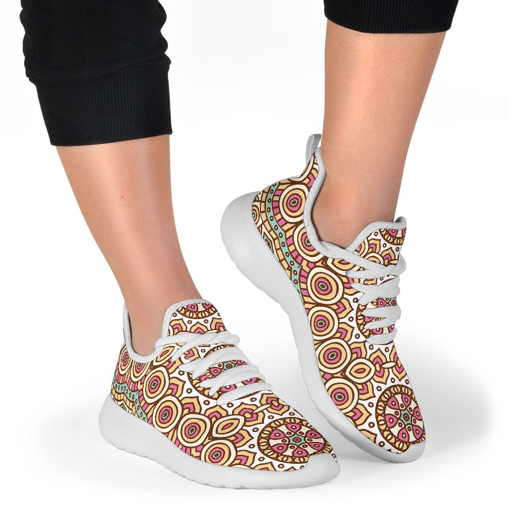Pastel Ethnic Mandala Print Mesh Knit Shoes GearFrost