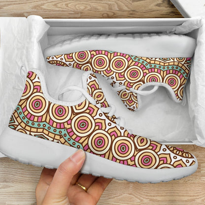 Pastel Ethnic Mandala Print Mesh Knit Shoes GearFrost