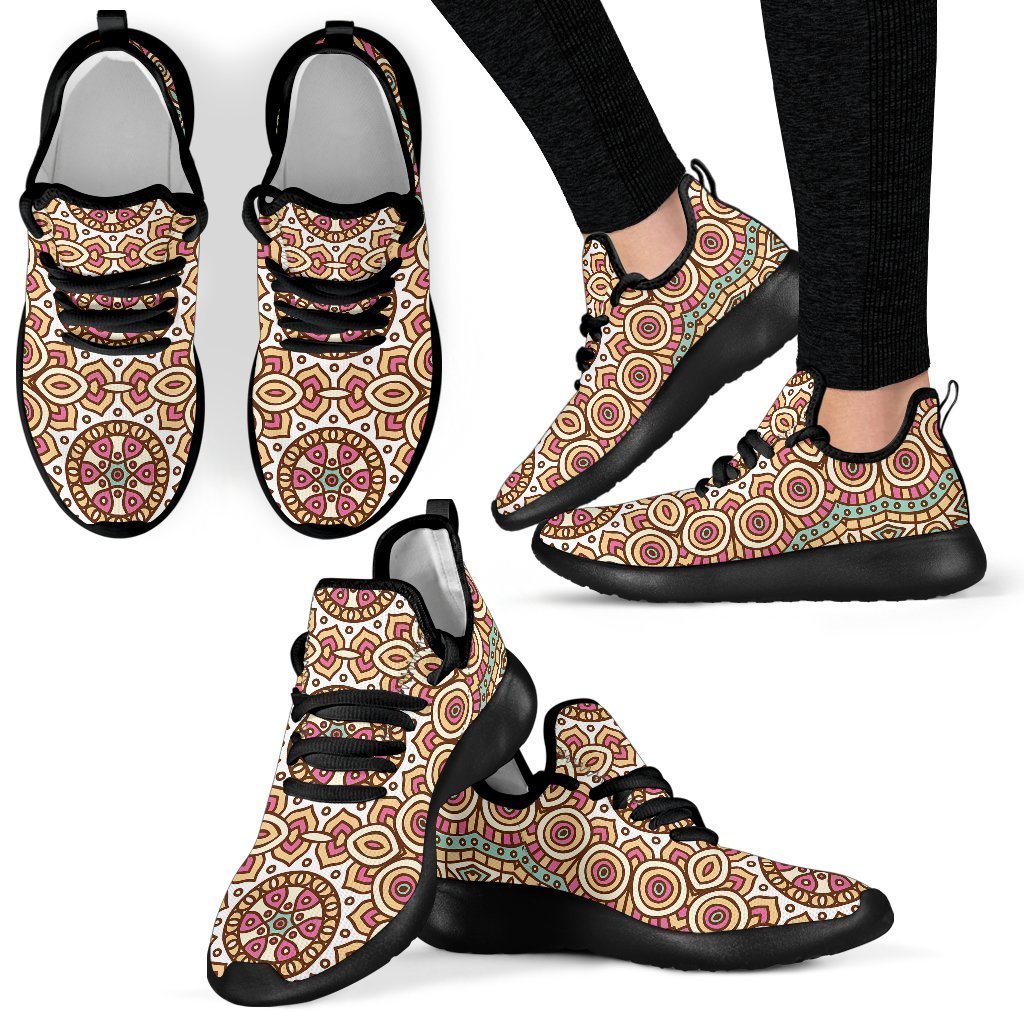 Pastel Ethnic Mandala Print Mesh Knit Shoes GearFrost