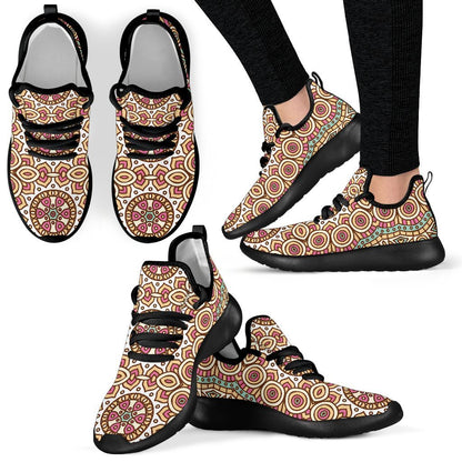 Pastel Ethnic Mandala Print Mesh Knit Shoes GearFrost