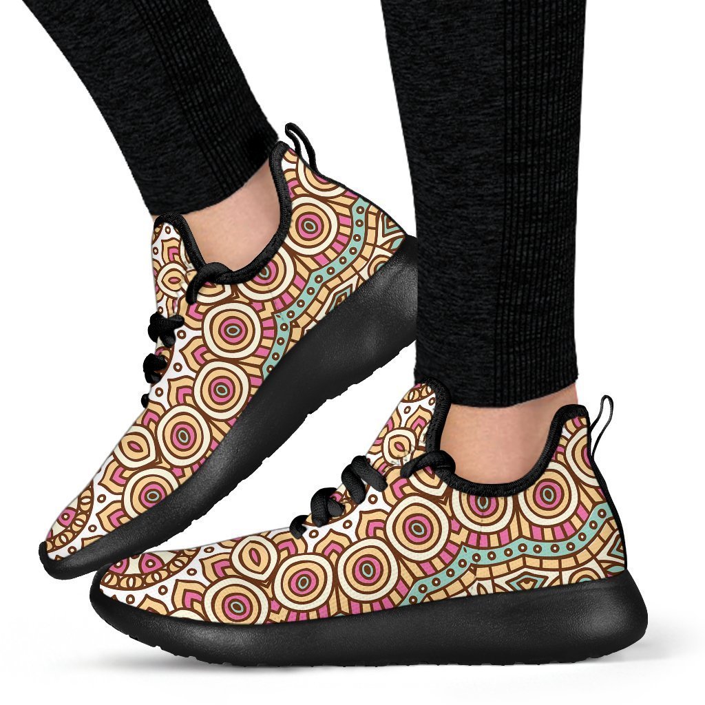 Pastel Ethnic Mandala Print Mesh Knit Shoes GearFrost