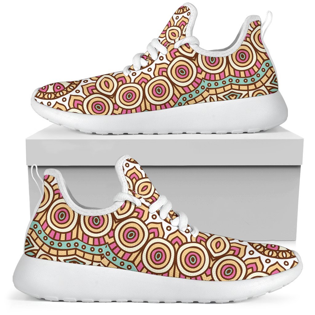 Pastel Ethnic Mandala Print Mesh Knit Shoes GearFrost