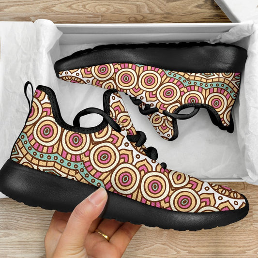 Pastel Ethnic Mandala Print Mesh Knit Shoes GearFrost