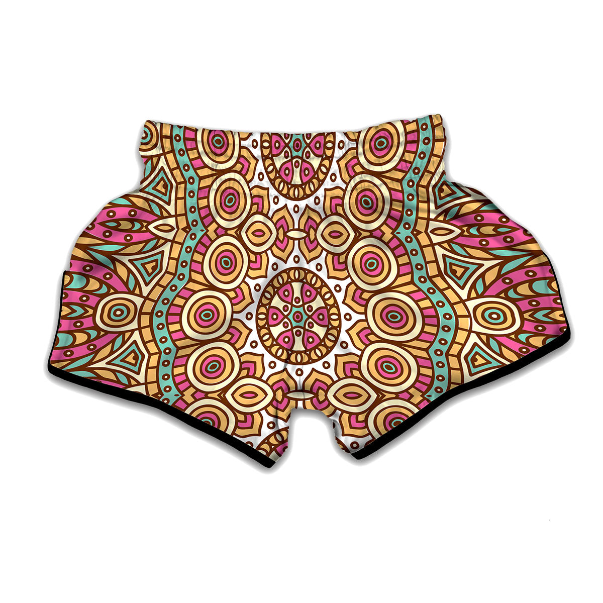 Pastel Ethnic Mandala Print Muay Thai Boxing Shorts