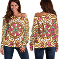 Pastel Ethnic Mandala Print Off The Shoulder Sweatshirt