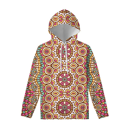 Pastel Ethnic Mandala Print Pullover Hoodie