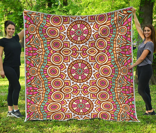 Pastel Ethnic Mandala Print Quilt