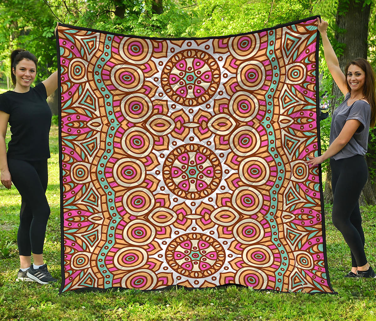 Pastel Ethnic Mandala Print Quilt