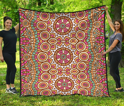 Pastel Ethnic Mandala Print Quilt