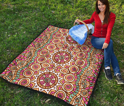 Pastel Ethnic Mandala Print Quilt