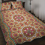Pastel Ethnic Mandala Print Quilt Bed Set