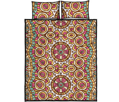 Pastel Ethnic Mandala Print Quilt Bed Set
