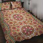 Pastel Ethnic Mandala Print Quilt Bed Set