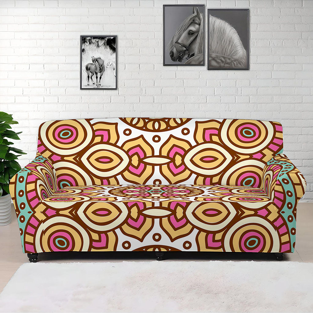 Pastel Ethnic Mandala Print Sofa Cover