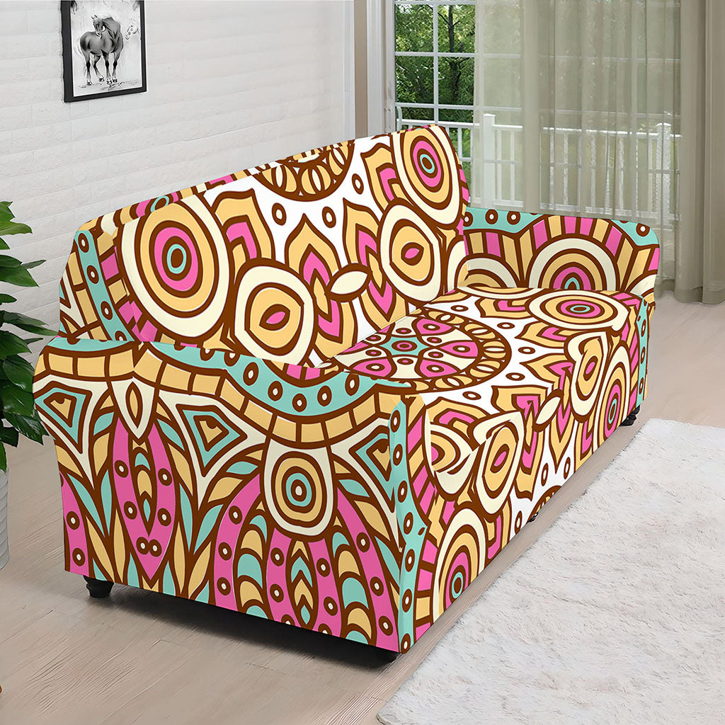 Pastel Ethnic Mandala Print Sofa Cover