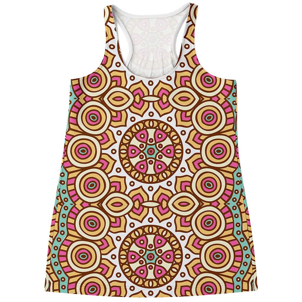 Pastel Ethnic Mandala Print Women's Racerback Tank Top