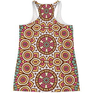 Pastel Ethnic Mandala Print Women's Racerback Tank Top