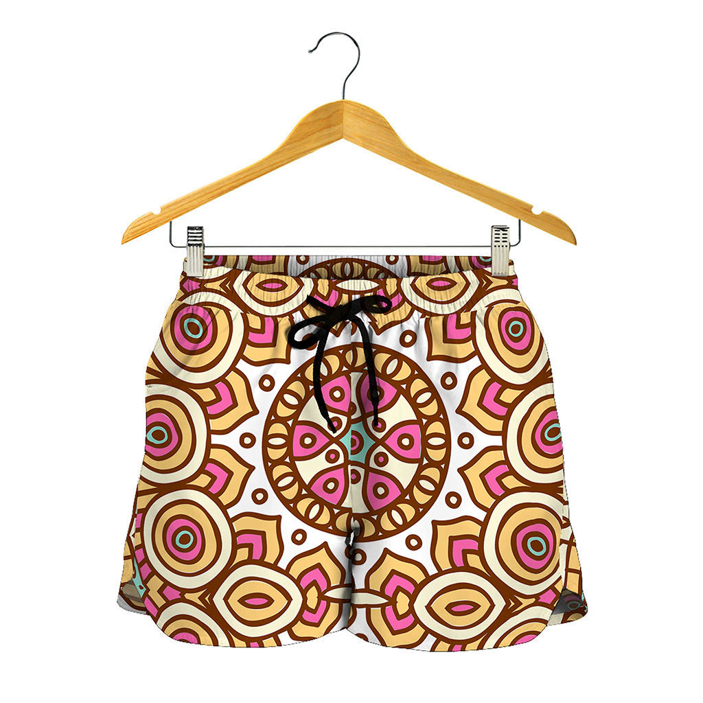 Pastel Ethnic Mandala Print Women's Shorts