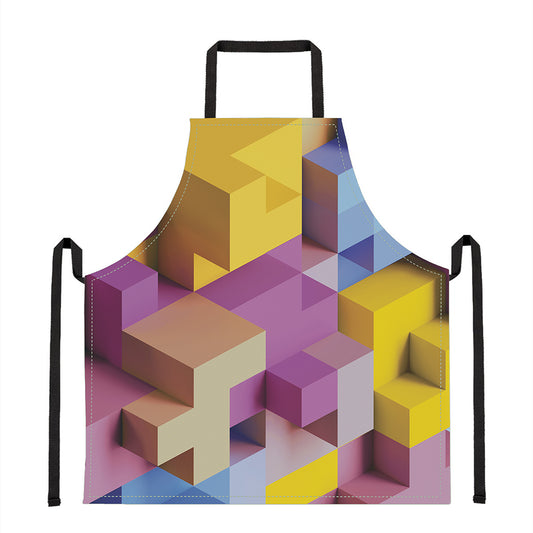 Pastel Geometric Cubic Print Apron