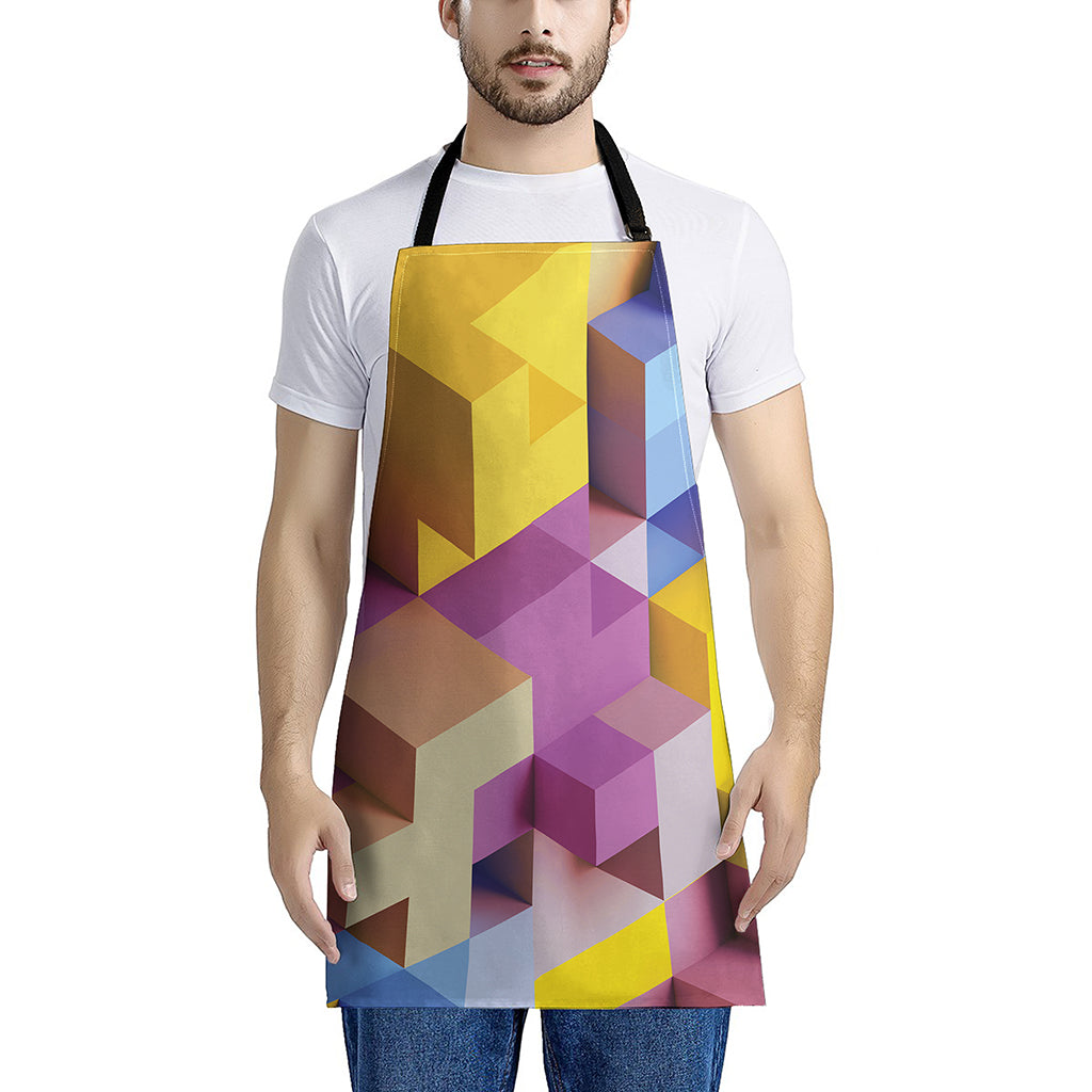 Pastel Geometric Cubic Print Apron