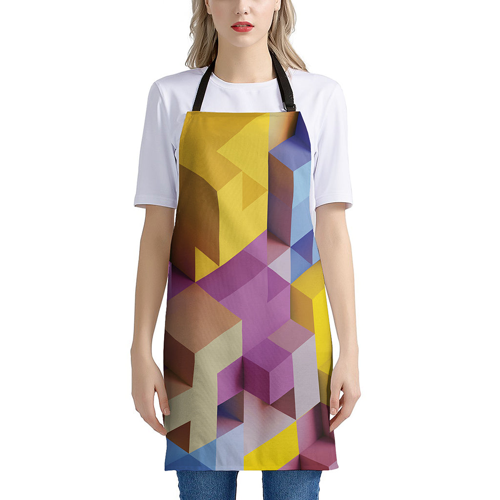 Pastel Geometric Cubic Print Apron