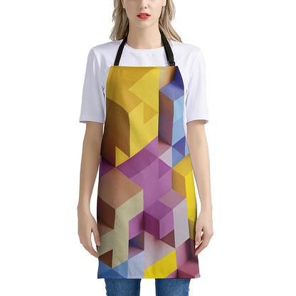 Pastel Geometric Cubic Print Apron