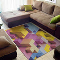 Pastel Geometric Cubic Print Floor Mat