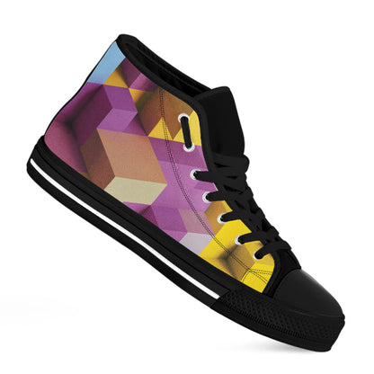 Pastel Geometric Cubic Print Black High Top Shoes