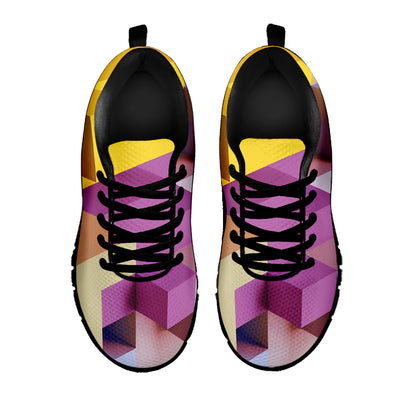 Pastel Geometric Cubic Print Black Sneakers