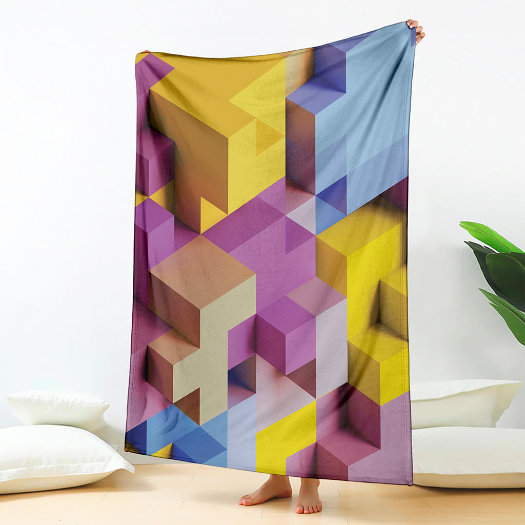 Pastel Geometric Cubic Print Blanket