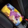 Pastel Geometric Cubic Print Car Center Console Cover