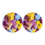 Pastel Geometric Cubic Print Car Coasters