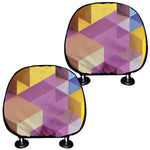Pastel Geometric Cubic Print Car Headrest Covers