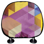 Pastel Geometric Cubic Print Car Headrest Covers
