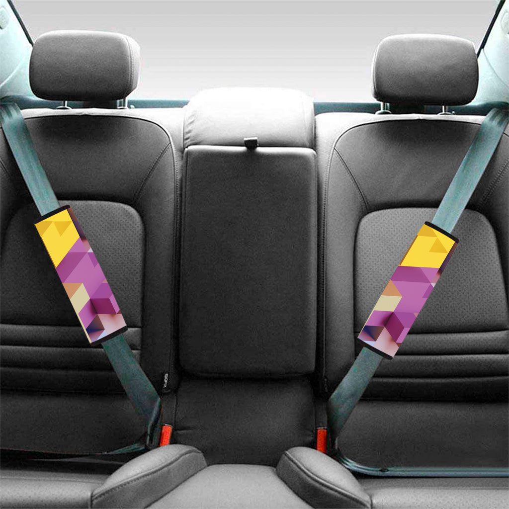 Pastel Geometric Cubic Print Car Seat Belt Covers