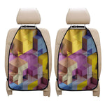 Pastel Geometric Cubic Print Car Seat Organizers
