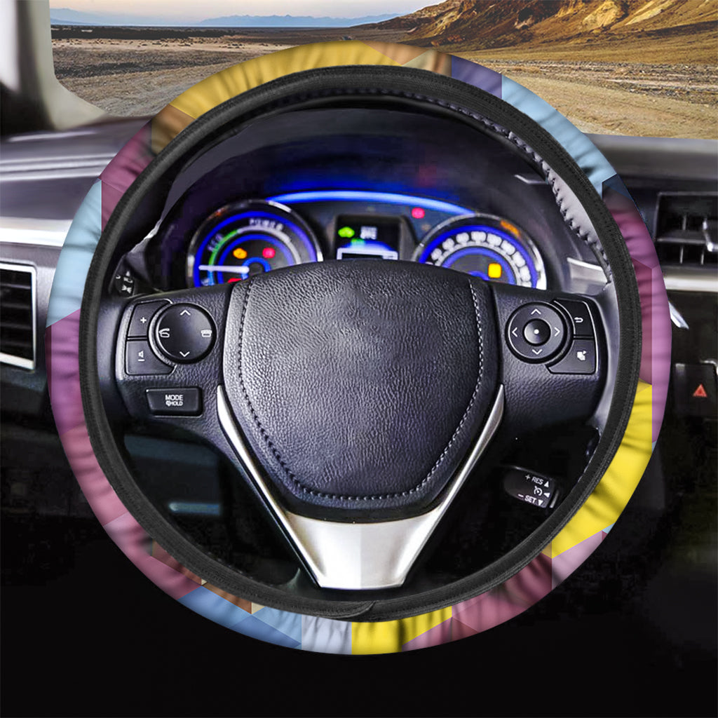 Pastel Geometric Cubic Print Car Steering Wheel Cover