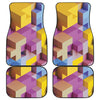 Pastel Geometric Cubic Print Front and Back Car Floor Mats
