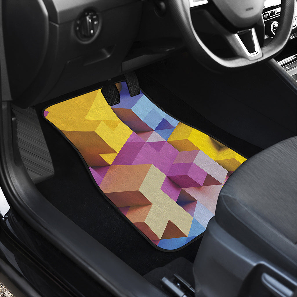 Pastel Geometric Cubic Print Front and Back Car Floor Mats