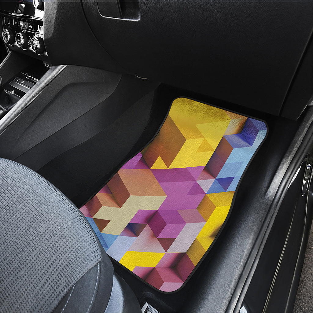 Pastel Geometric Cubic Print Front and Back Car Floor Mats