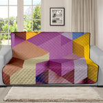 Pastel Geometric Cubic Print Futon Protector