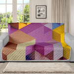 Pastel Geometric Cubic Print Futon Protector