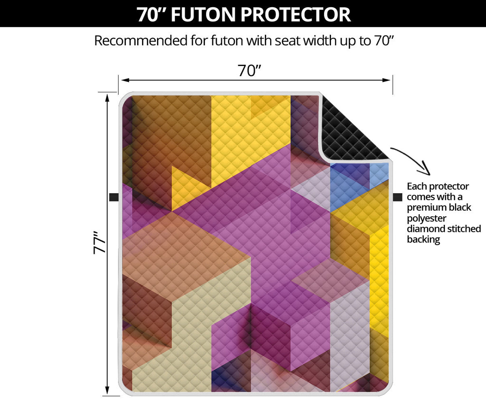 Pastel Geometric Cubic Print Futon Protector