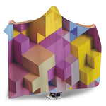 Pastel Geometric Cubic Print Hooded Blanket