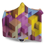 Pastel Geometric Cubic Print Hooded Blanket