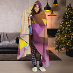 Pastel Geometric Cubic Print Hooded Blanket