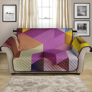 Pastel Geometric Cubic Print Loveseat Protector